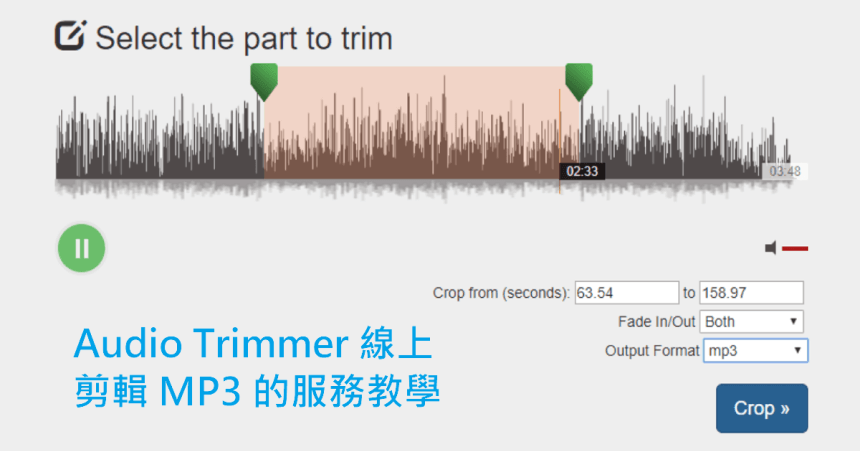 Audio Trimmer 免費線上 MP3 音樂剪輯服務教學-也適用於手機